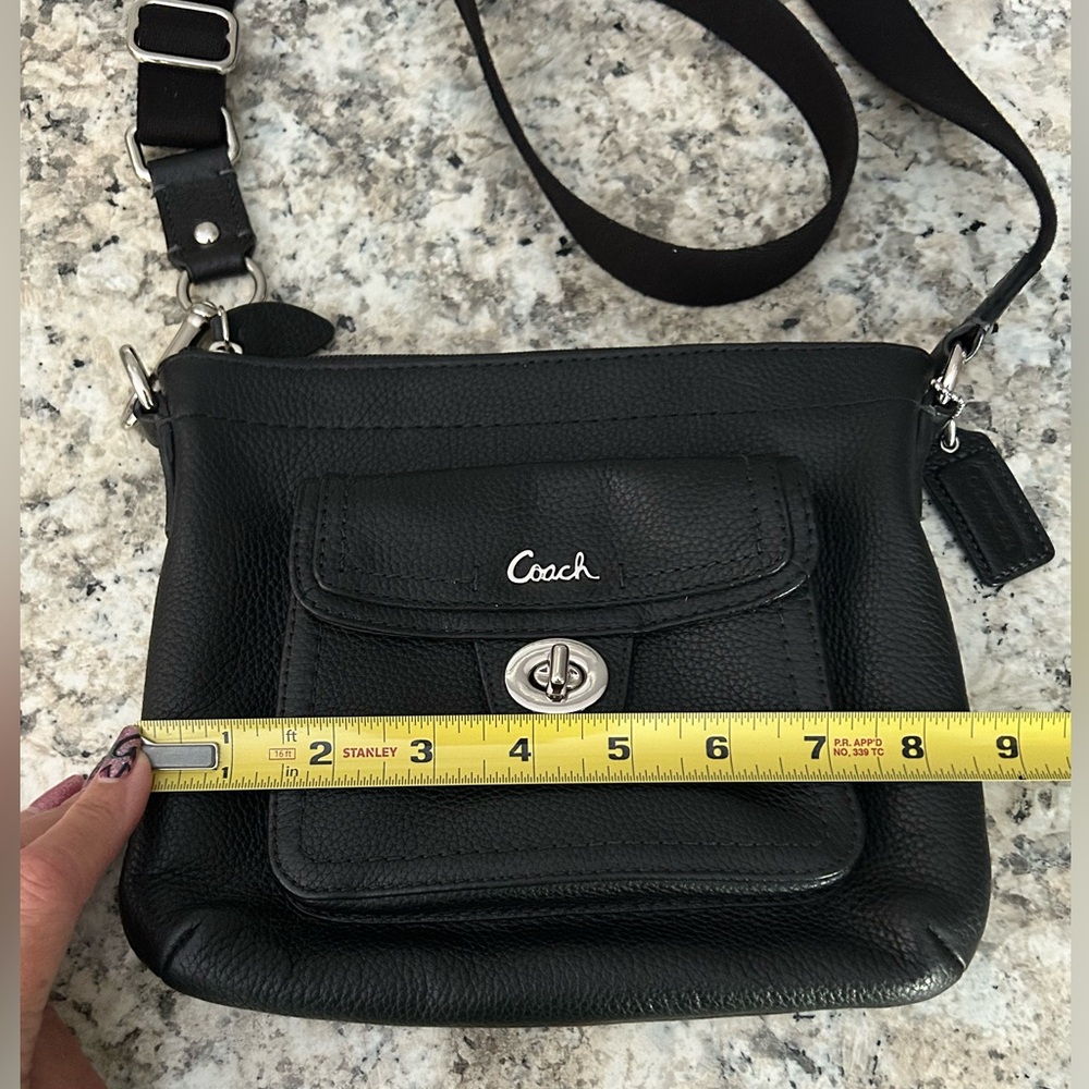 Coach Black Pebbled Leather Penelope Crossbody Silver Hardware Turnlock Pocket - Picture 14 of 15
